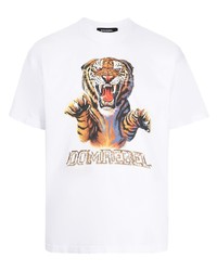 DOMREBEL Distressed Tiger Logo Print T Shirt