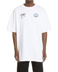 Off-White Dj Play Extra Long Graphic Tee In White Black At Nordstrom