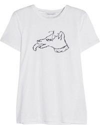 Bella Freud Dog Printed Cotton Jersey T Shirt White