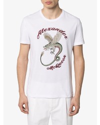 Alexander McQueen Dragon Embroidered Cotton T Shirt