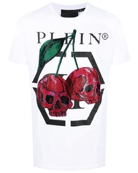 Philipp Plein Embellished Cherry Print T Shirt