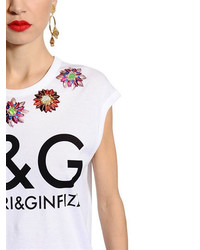 Dolce & Gabbana Embroidered Print Jersey Sleeveless Top