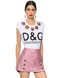 Dolce & Gabbana Embroidered Print Jersey Sleeveless Top