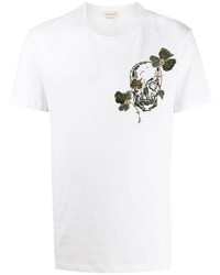 Alexander McQueen Embroidered Skull And Flower T Shirt