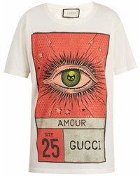 Gucci Eye And Logo Print Cotton T Shirt