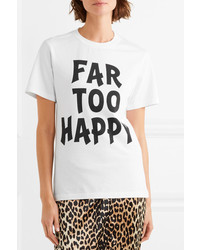 House of Holland Far Too Happy Printed Cotton Jersey T Shirt