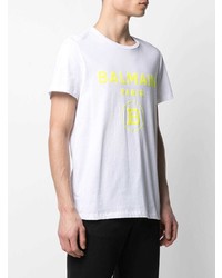 Balmain Flocked Logo T Shirt