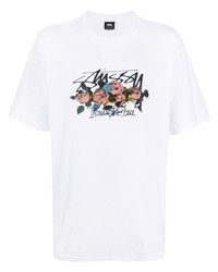 Stussy Floral Logo Print T Shirt