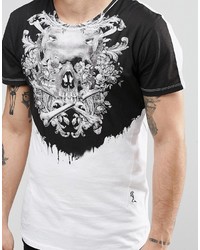 Religion Floral Skull Printed Yoke T Shirt