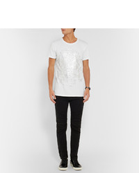Balmain Foil Print Cotton Jersey T Shirt