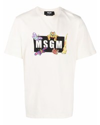 MSGM Funny Tiger Logo Print Short Sleeve T Shirt