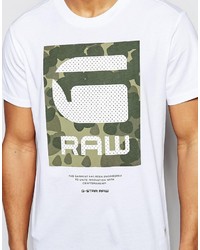 G Star G Star T Shirt Beamrac Crewneck G Raw On Camo Print In White