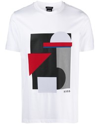 BOSS Geometric Print Cotton T Shirt