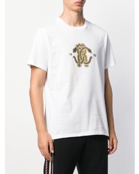Roberto Cavalli Gold Logo Print T Shirt