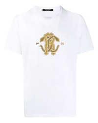 Roberto Cavalli Gold Logo Print T Shirt