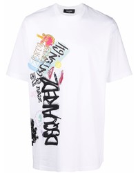 DSQUARED2 Graffiti Logo Print Cotton T Shirt