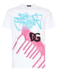 Dolce & Gabbana Graffiti Logo Print Cotton T Shirt