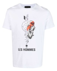 Les Hommes Graphic Print Cotton T Shirt