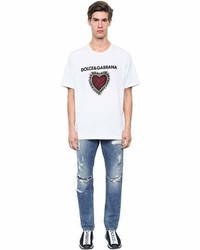 Dolce & Gabbana Heart Printed Cotton Jersey T Shirt