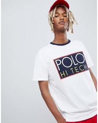 Polo Ralph Lauren Hi Tech Capsule Box Logo T Shirt Ringer Neck In White
