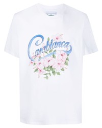 Casablanca Hibiscus Logo Print Organic Cotton T Shirt