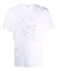 Alexander McQueen Illustrated Skull Logo Print T Shirt