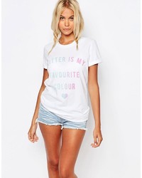Kiss Tell Boyfriend T Shirt With Glitter Is My Favorite Color Print