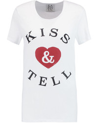 Zoe Karssen Kiss Tell Printed Jersey T Shirt