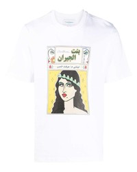 Casablanca La Femme Print Organic Cotton T Shirt