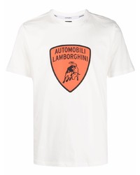 Automobili Lamborghini Laminated Shield Print Cotton T Shirt