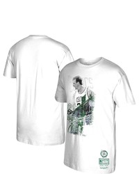 Mitchell & Ness Larry Bird White Boston Celtics Player Burst T Shirt