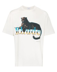 Rhude Leopard Logo Prnt Ss Tee Wht