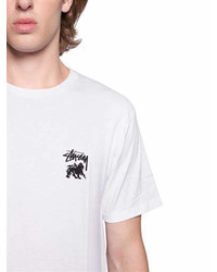 Stussy Lion Logo Printed Cotton Jersey T Shirt