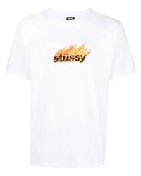 Stussy Logo Flame Print T Shirt