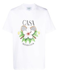 Casablanca Logo Floral Print T Shirt