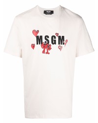 MSGM Logo Heart Print T Shirt