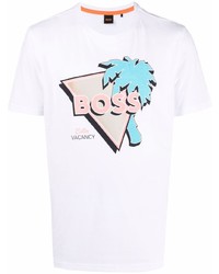 BOSS Logo Palm Tree Print T Shirt