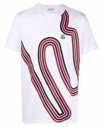 Moncler Logo Patch Striped T Shirt