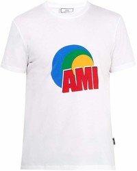 Ami Logo Print Cotton Jersey T Shirt