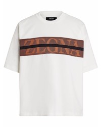 Ermenegildo Zegna Logo Print Cotton T Shirt