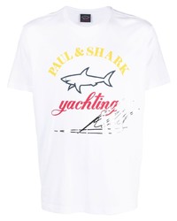 Paul & Shark Logo Print Cotton T Shirt