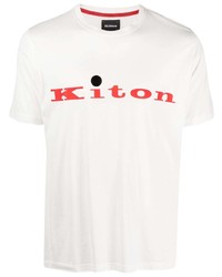 Kiton Logo Print Cotton T Shirt