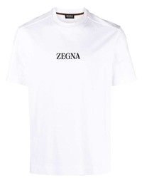 Zegna Logo Print Crew Neck T Shirt
