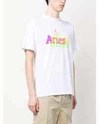 Aries Logo Print Detail T Shirt