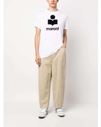MARANT Logo Print Linen T Shirt