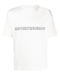 Emporio Armani Logo Print Lyocell Cotton T Shirt