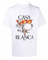 Casablanca Logo Print Organic Cotton T Shirt