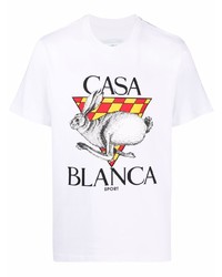 Casablanca Logo Print Organic Cotton T Shirt