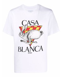 Casablanca Logo Print Organic Cotton T Shirt