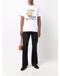 Casablanca Logo Print Round Neck T Shirt